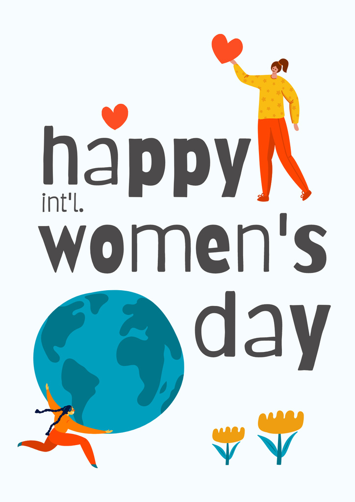 International Women's Day Bright Greeting Poster Modelo de Design