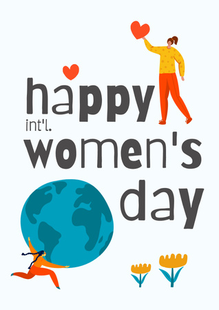International Women's Day Bright Greeting Poster Design Template