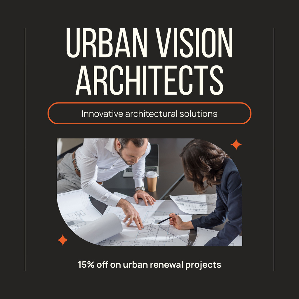 Modèle de visuel Architecture Services with Architects working on Project - Instagram