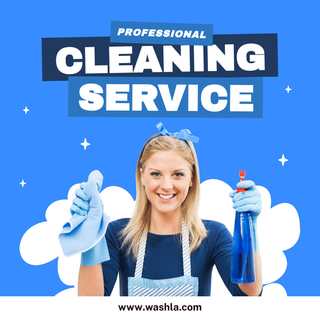Cleaning Service Ad Blue Instagramデザインテンプレート