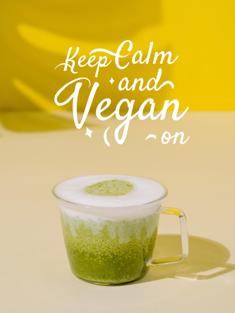 Vegan Lifestyle Concept with Green Smoothie in Cup Poster USデザインテンプレート