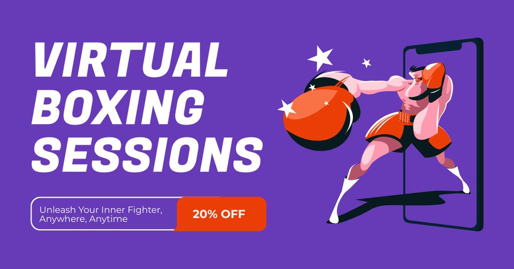 Ad of Virtual Boxing Sessions Facebook AD Tasarım Şablonu