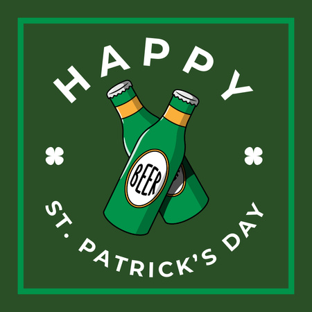 Ontwerpsjabloon van Instagram van Happy St. Patrick's Day met bierflessen