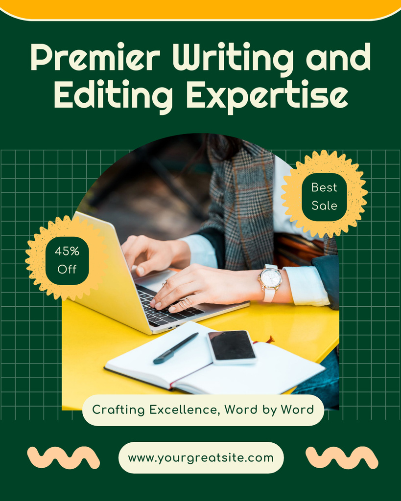 Excellent Writing Service With Editor Expertise And Discount Instagram Post Vertical – шаблон для дизайна