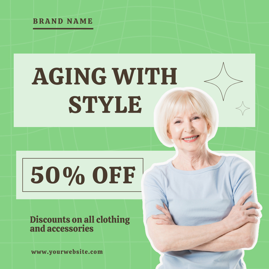 Clothing And Accessories Sale Offer For Elderly Instagramデザインテンプレート
