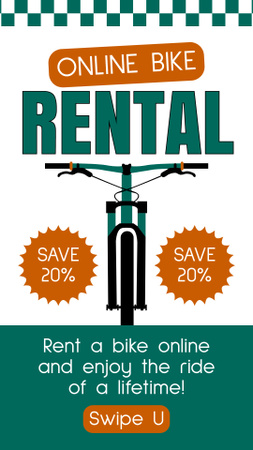 Online Bikes Rental Services Ad on Green Instagram Story Design Template
