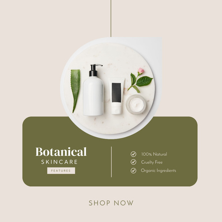 Ontwerpsjabloon van Instagram van Botanical Skincare Products Offer