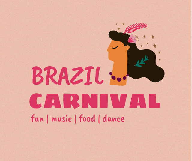 Brazilian Carnival Celebration Announcement on Beige Facebook tervezősablon