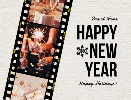 Plantilla de diseño de Saludo de vacaciones de año nuevo con champán Postcard 4.2x5.5in 