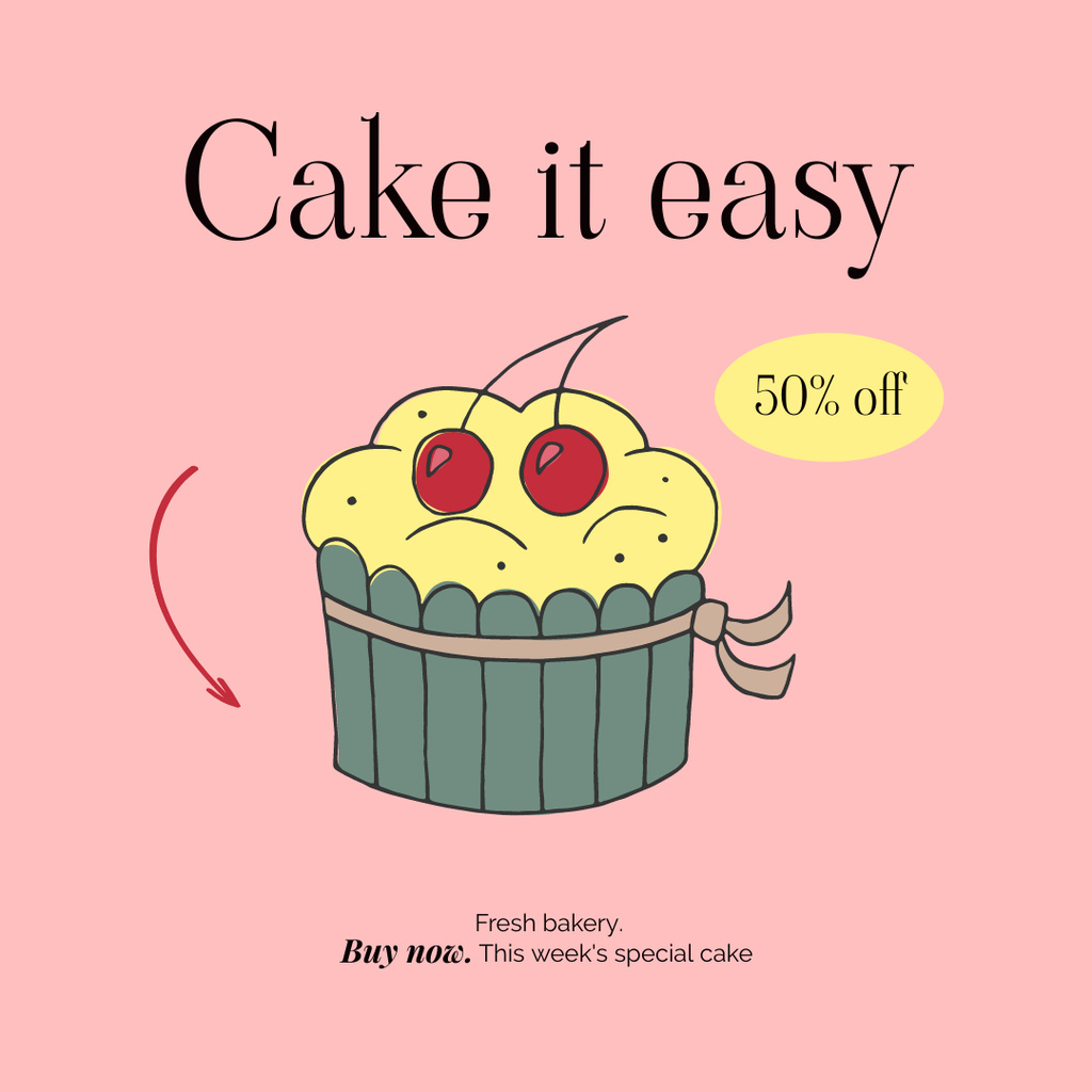 Ontwerpsjabloon van Instagram van Delicious Cake Discount Offer