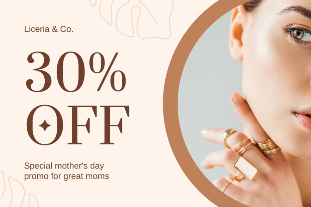 Plantilla de diseño de Beautiful Jewelry Offer on Mother's Day Gift Certificate 