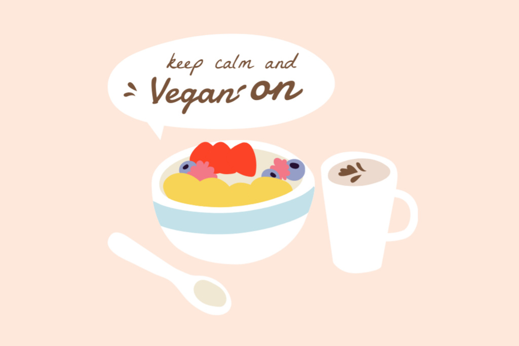 Flavorful Dish For Vegan Lifestyle Concept Postcard 4x6in Design Template