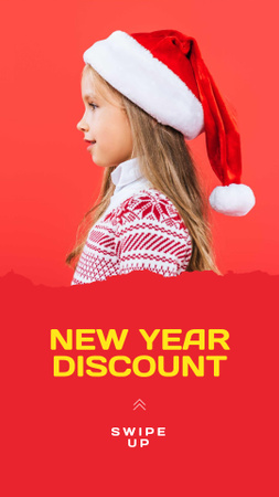 New Year Discount Offer with Cute Little Girl Instagram Story Design Template