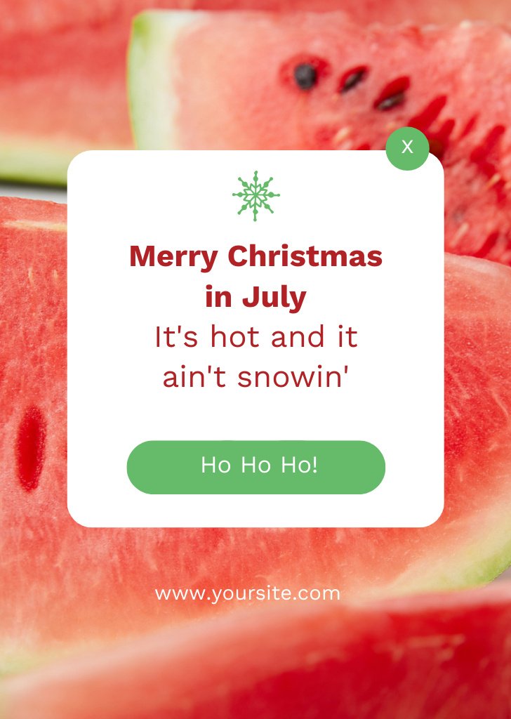 Watermelon Slices For Christmas In July Postcard A6 Vertical Design Template