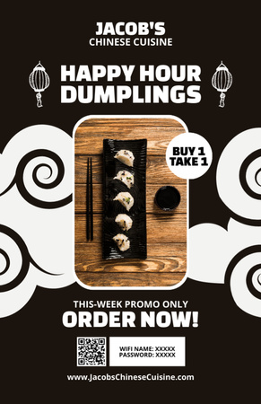 Offer Order Delicious Chinese Dumplings Recipe Card Design Template
