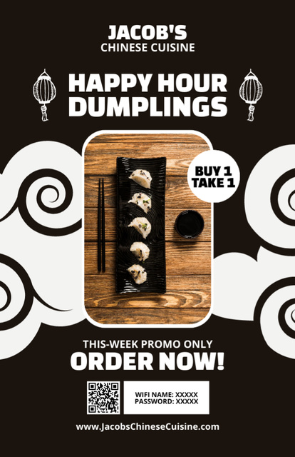 Ontwerpsjabloon van Recipe Card van Offer Order Delicious Chinese Dumplings