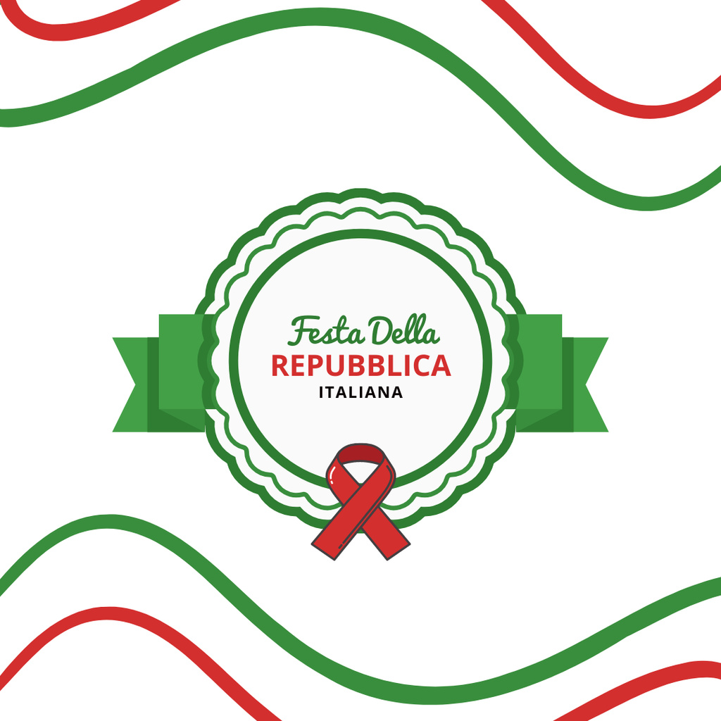 Republic of Italy Day Greeting With Ribbon Instagramデザインテンプレート