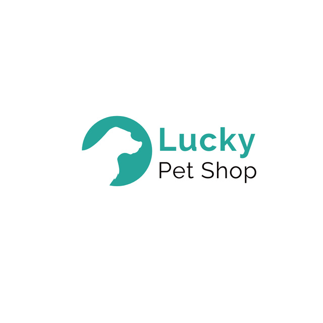 Image of Pet Shop Emblem with Silhouette of Dog Logo Design Template