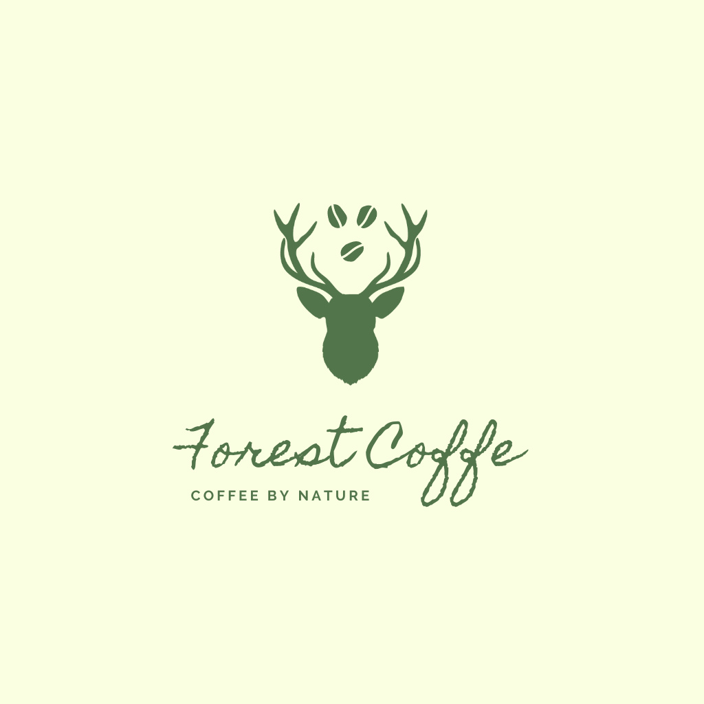 Emblem of Coffee Shop with Deer Logo Design Template