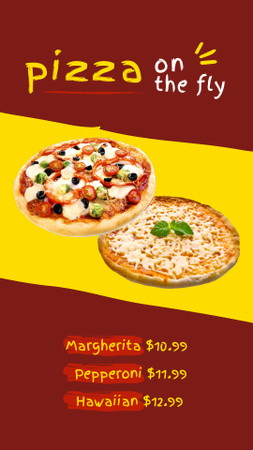 Deliciosa oferta de entrega de pizza de pepperoni e margherita Instagram Video Story Modelo de Design