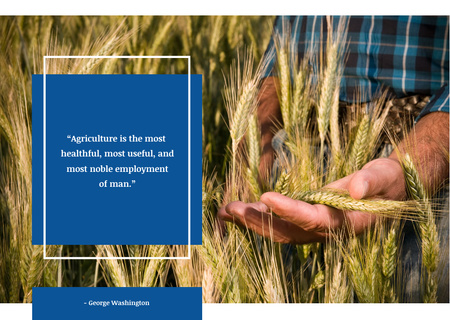Farmer working in field and Quote Postcard Design Template