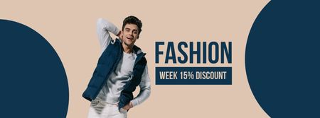 Szablon projektu Discount Offer with Stylish Guy Facebook cover