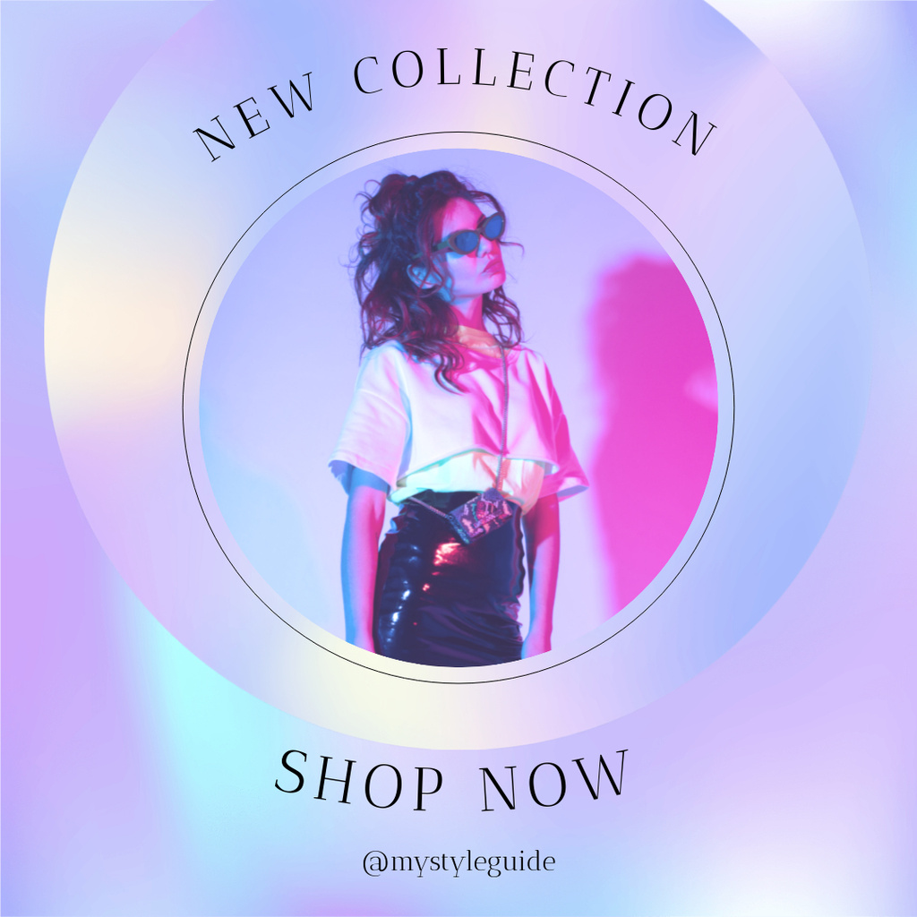New Fashion Collection for Women on Blue Instagram Design Template