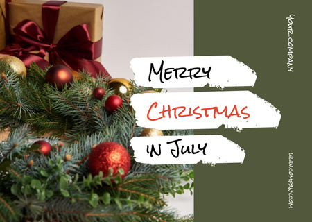 Merry Christmas in July Greeting Postcard Design Template