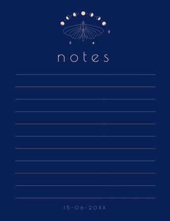 Aranyos üres jegyzetek pillangóval Notepad 107x139mm tervezősablon