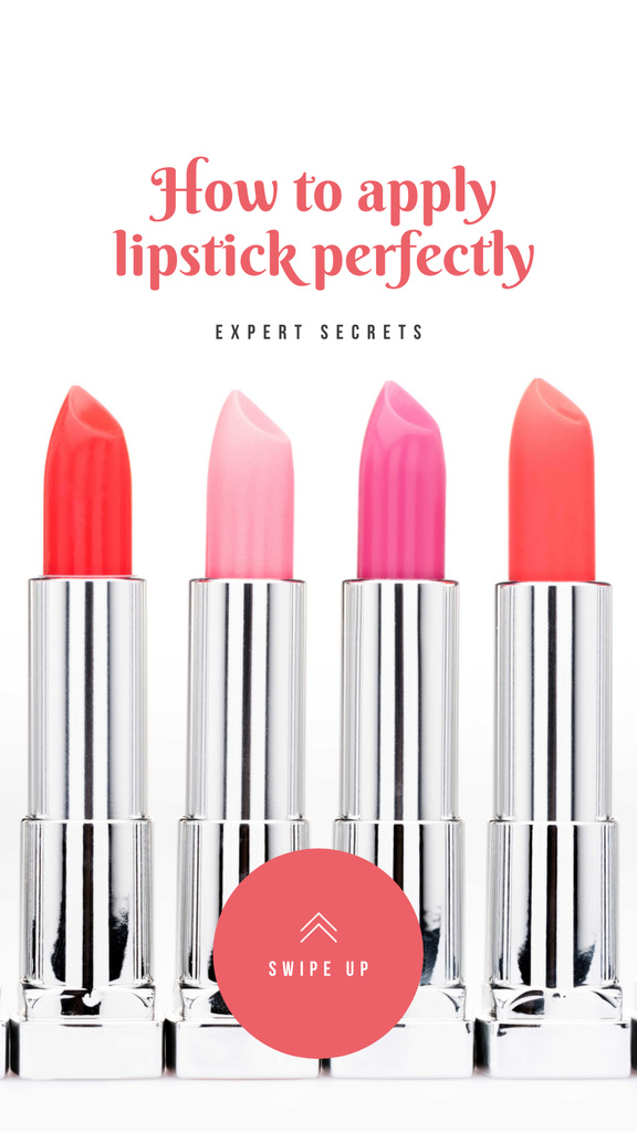 Modèle de visuel Beauty Store Offer with Lipsticks in Red - Instagram Story