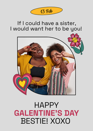 Galentine's Day Greeting for Friend Poster Design Template