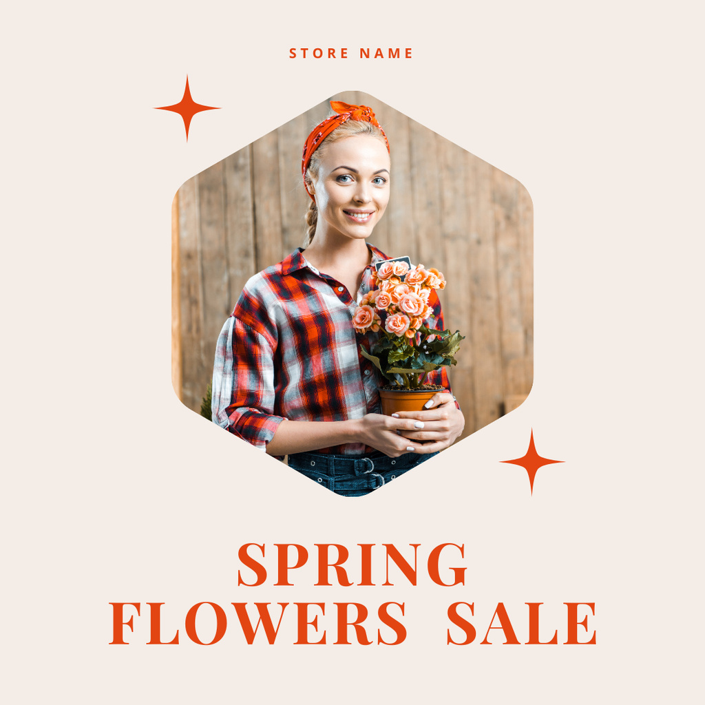 Spring Flower Sale Announcement Instagram AD Design Template
