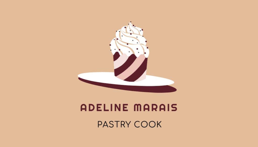 Template di design Pastry Cook Services Offer with yummy Cupcake Business Card US