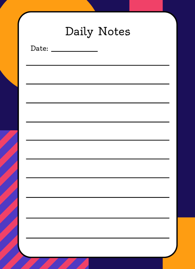 Daily Notes Scheduler on Colorful Abstract Pattern Notepad 4x5.5in Tasarım Şablonu