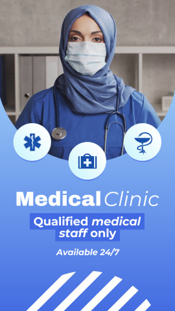 Clínica médica 24 horas por dia com serviços de equipe qualificada Instagram Video Story Modelo de Design
