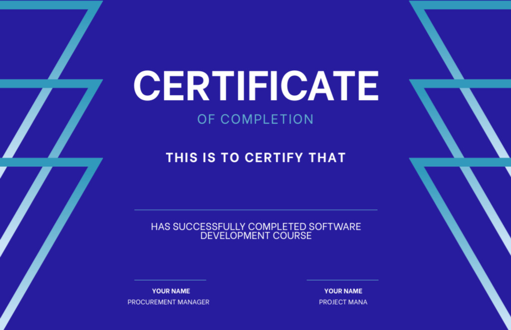 Software Development Course Completion Award Certificate 5.5x8.5inデザインテンプレート