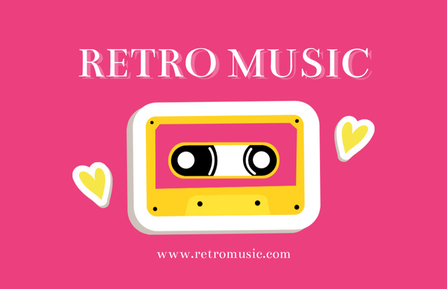 Playlist with Retro Music Business Card 85x55mmデザインテンプレート