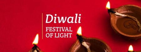 Template di design annuncio del festival del diwali con candele Facebook cover
