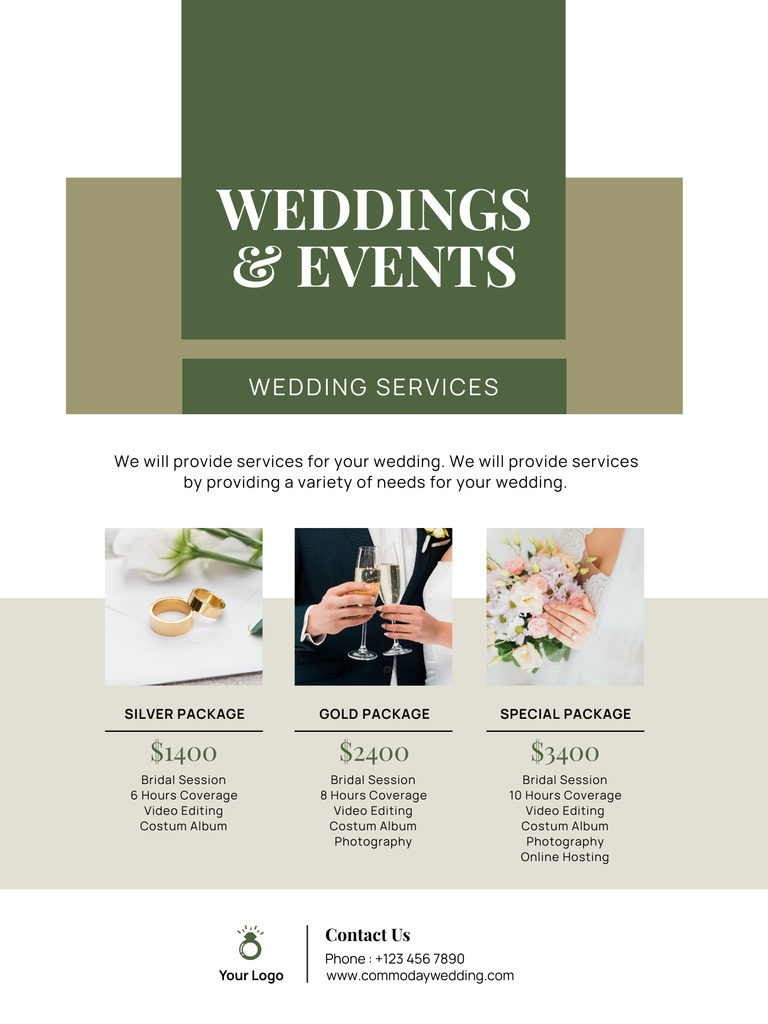 Wedding Event Packages Offer Poster US Πρότυπο σχεδίασης