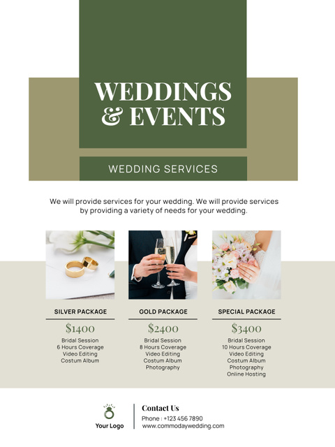 Plantilla de diseño de Wedding Event Packages Offer Poster US 