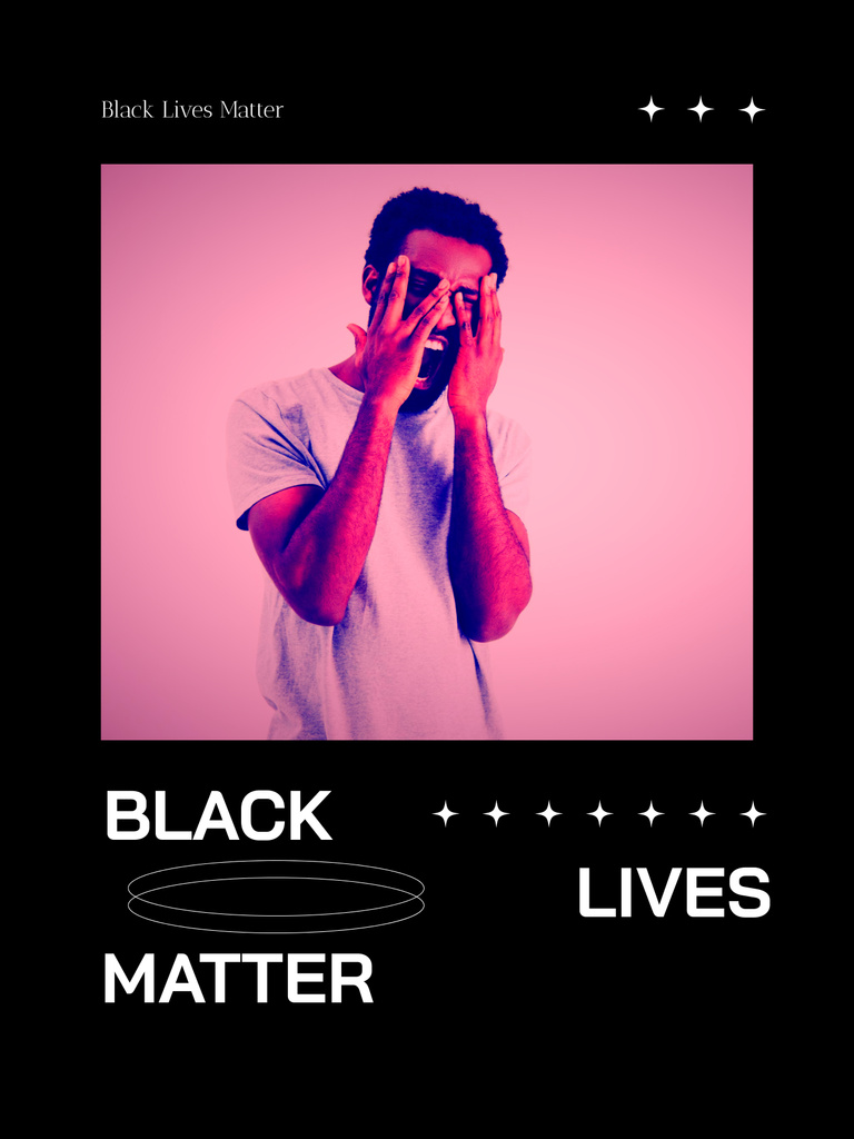 Black Lives Matter Words with African American Man Screaming Poster 36x48in Design Template