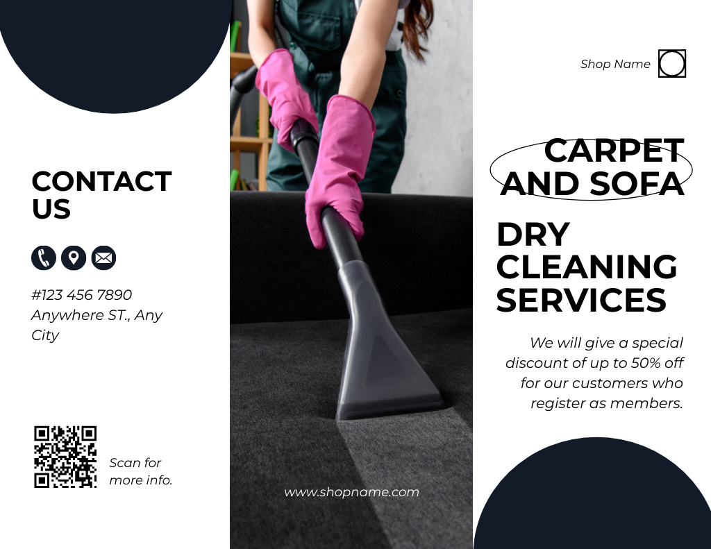 Carpet and Sofa Vacuum Cleaning Services Offer Brochure 8.5x11in Modelo de Design
