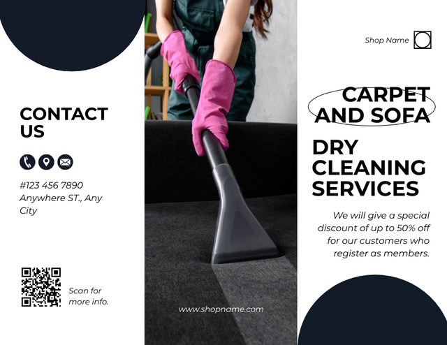 Carpet and Sofa Vacuum Cleaning Services Offer Brochure 8.5x11in tervezősablon