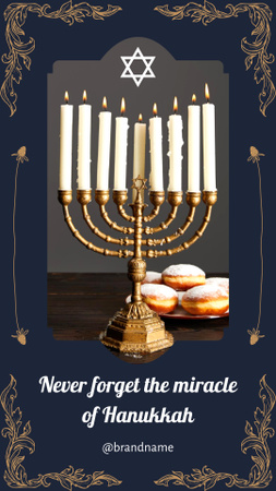 Quote About Miracle Of Hanukkah Holiday With Sufganiyah Instagram Story Design Template