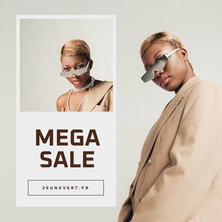 Mulher em promoção de loja de moda de óculos de sol Instagram Modelo de Design