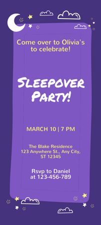 Sleepover Party Invitation Invitation 9.5x21cm Design Template