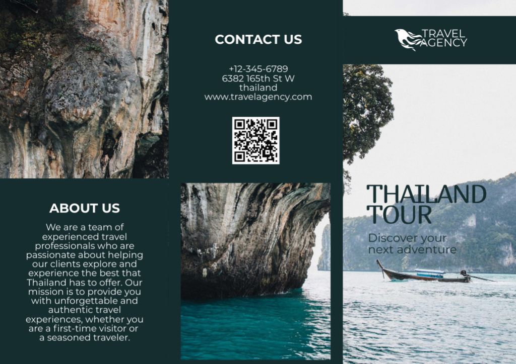 Designvorlage Proposal for Tourist Trip to Thailand with Beautiful Scenery für Brochure