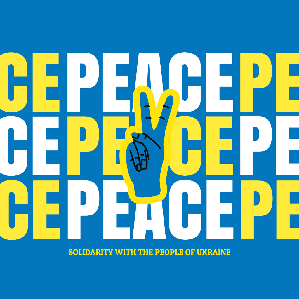 Ontwerpsjabloon van Instagram van Support Peace in Ukraine with Gesture