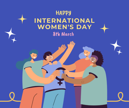 Designvorlage Multikulturelle Frauen, die am Frauentag Händchen halten für Facebook