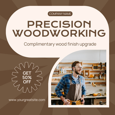 Υπηρεσία ξυλουργικής ακριβείας σε μειωμένη τιμή προσφορά Instagram AD Πρότυπο σχεδίασης
